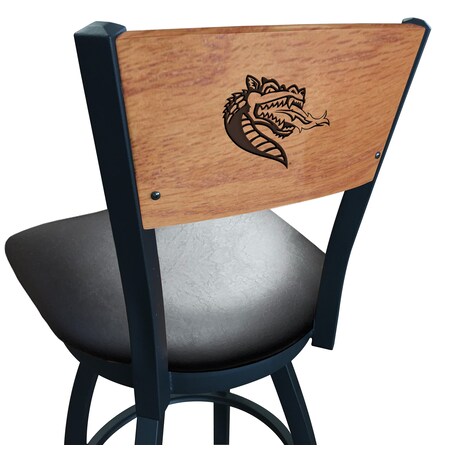 36 Blk Wrinkle UAB Swivel Bar Stool,Laser Engraved Back